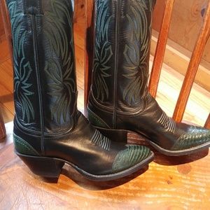 Justin Black Cowboy Boots Size 5.5